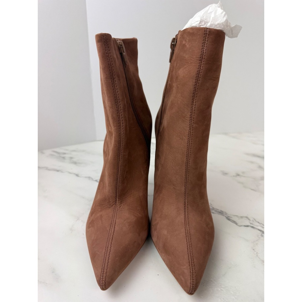 Steve Madden Ashton Leather Stiletto Heeled Booties Taupe Sz 7.5 - Picture 2 of 7